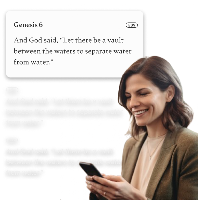 A woman comparing different translations of the Bible on her phone